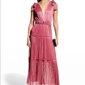 Sabina Musayev Helena long pleated shimmer dress